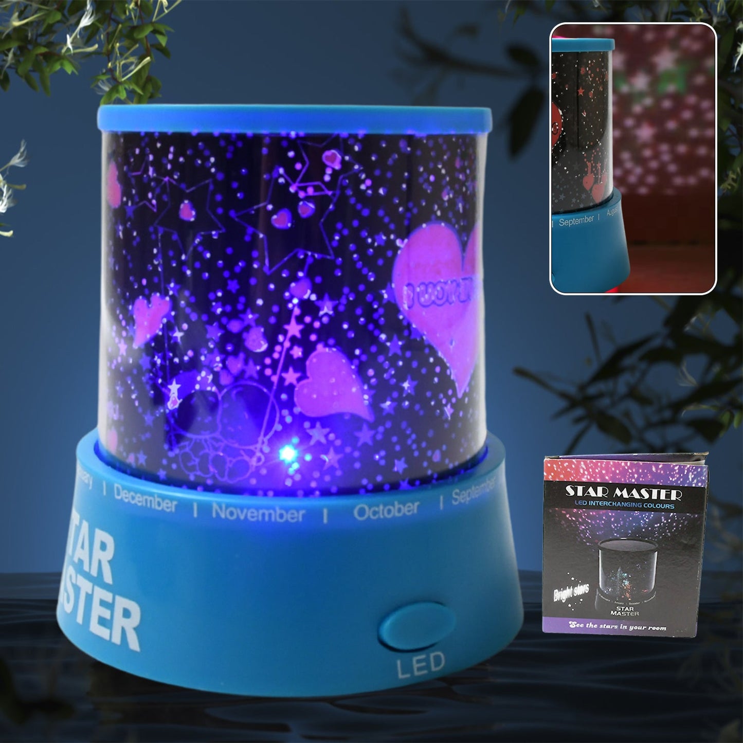 LED Projector Night Light Lamp, Rotation With the music Function